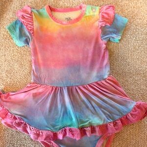 BirdieBean Pink and Orange Tie-Dye romper dress